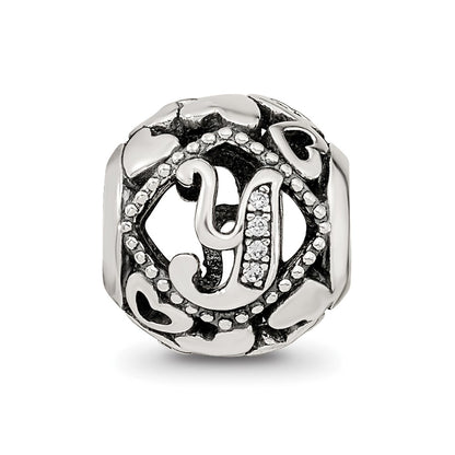 Sterling Silver Reflections CZ Letter Y Bead