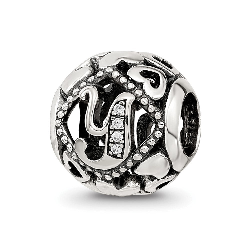 Sterling Silver Reflections CZ Letter Y Bead