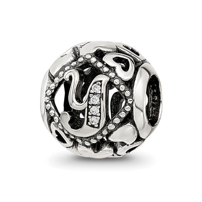 Sterling Silver Reflections CZ Letter Y Bead