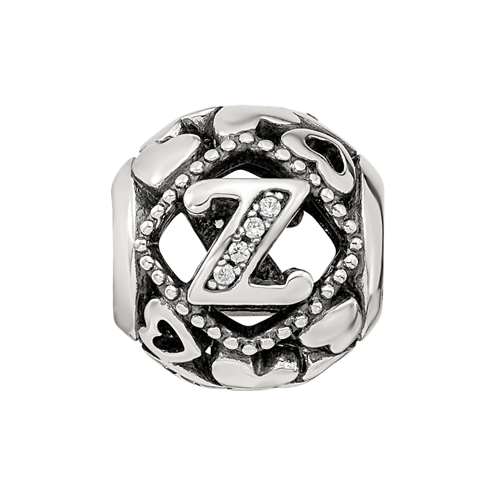 Sterling Silver Reflections CZ Letter Z Bead