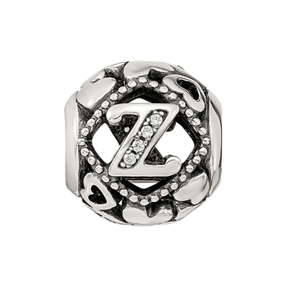 Sterling Silver Reflections CZ Letter Z Bead