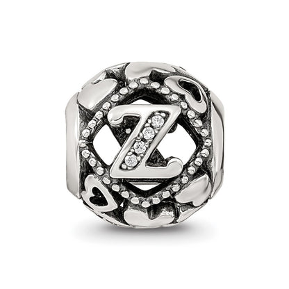 Sterling Silver Reflections CZ Letter Z Bead