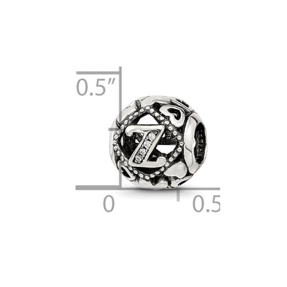 Sterling Silver Reflections CZ Letter Z Bead
