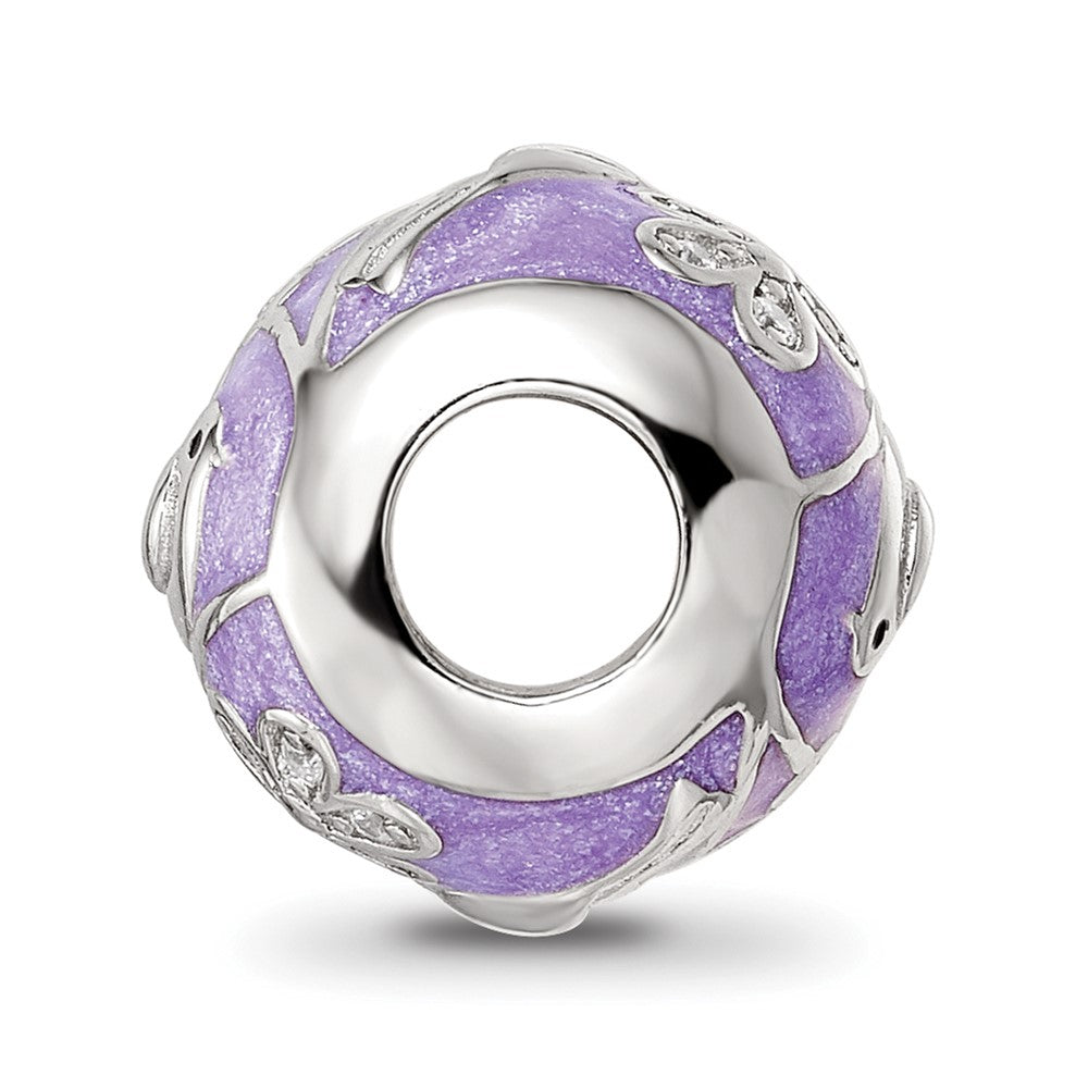 Sterling Silver Reflections Rhodium-plated Enamel CZ Spring Theme Bead