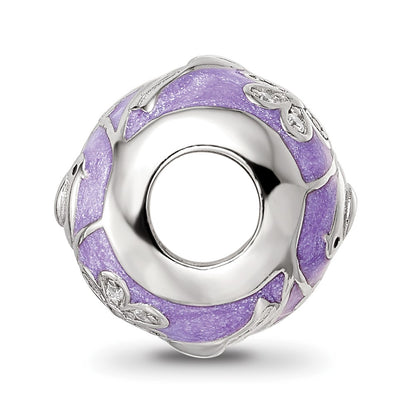 Sterling Silver Reflections Rhodium-plated Enamel CZ Spring Theme Bead