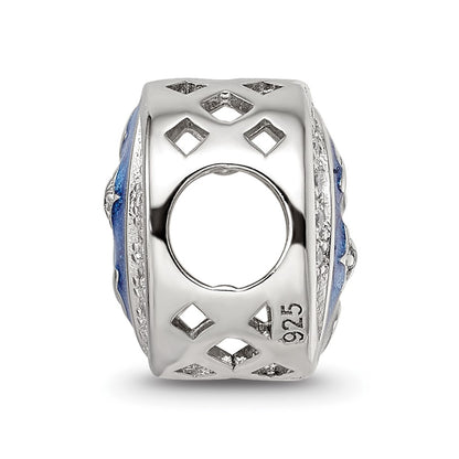 Sterling Silver Reflections Rhod-plated Enamel CZ Night Time Bead