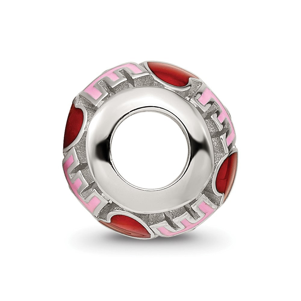 Sterling Silver Reflections Rhodium-plated Enameled Love Bead