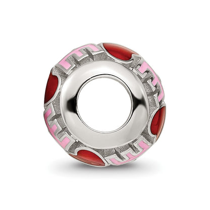 Sterling Silver Reflections Rhodium-plated Enameled Love Bead