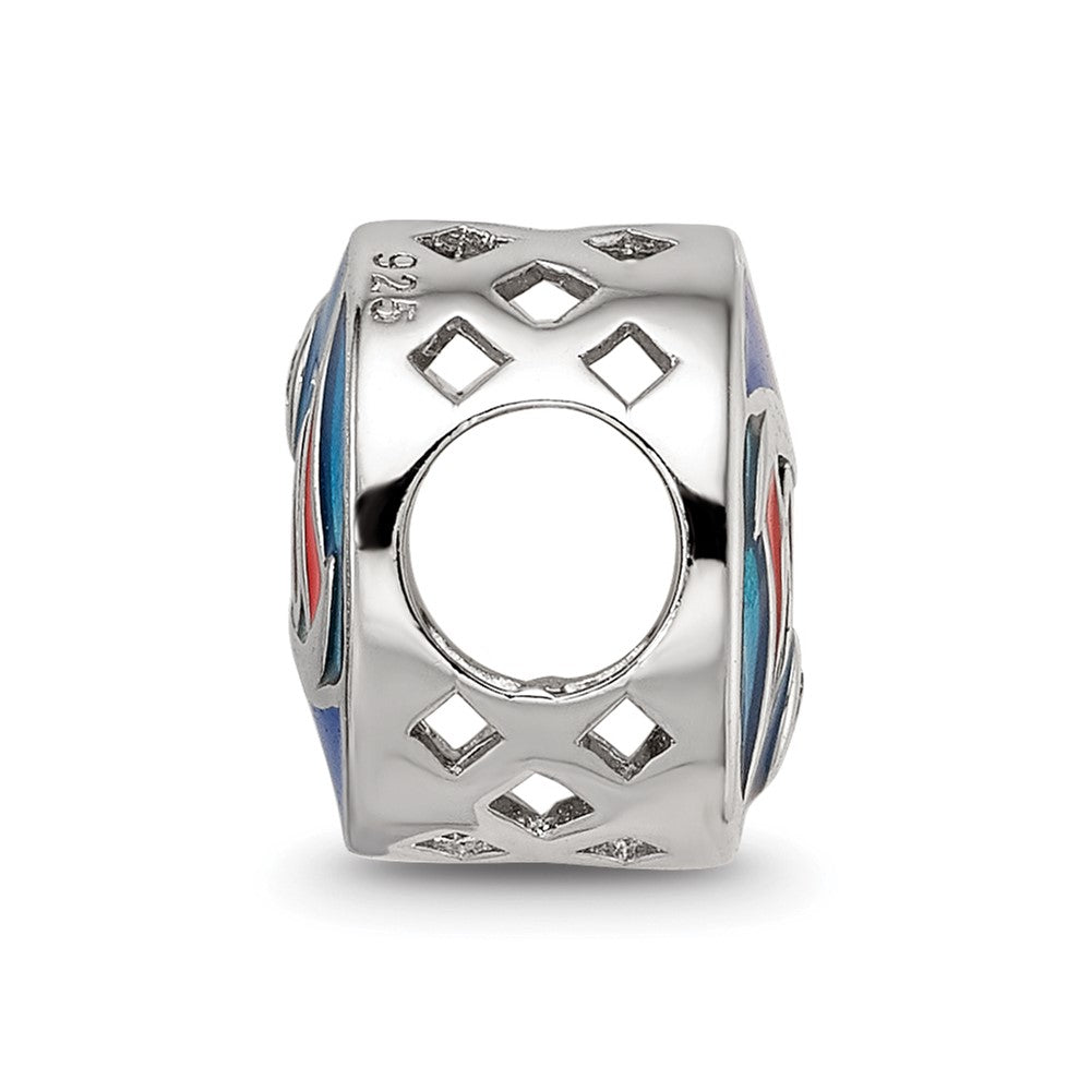 Sterling Silver Reflections Rhod-plated Enamel CZ Ocean Scene Bead