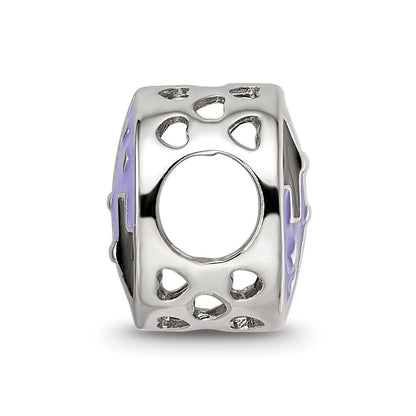 Sterling Silver Reflections Rhodium-plated CZ Eiffel Tower Scene Bead