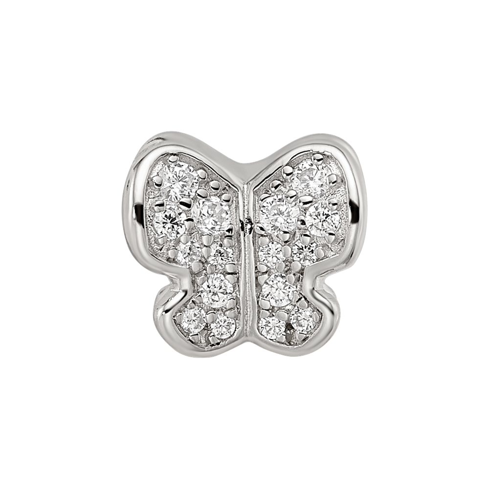 Sterling Silver Reflections Rhodium-plated Enamel CZ Butterfly Bead