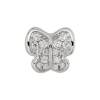Sterling Silver Reflections Rhodium-plated Enamel CZ Butterfly Bead