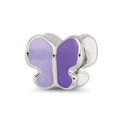Sterling Silver Reflections Rhodium-plated Enamel CZ Butterfly Bead