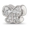 Sterling Silver Reflections Rhodium-plated Enamel CZ Butterfly Bead