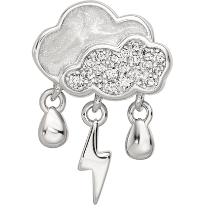 Sterling Silver Reflections Rhod-plated CZ Enamel Storm Cloud Bead