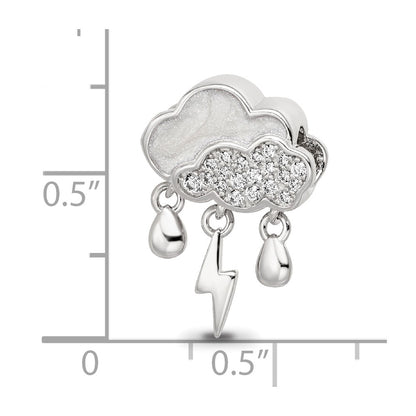 Sterling Silver Reflections Rhod-plated CZ Enamel Storm Cloud Bead