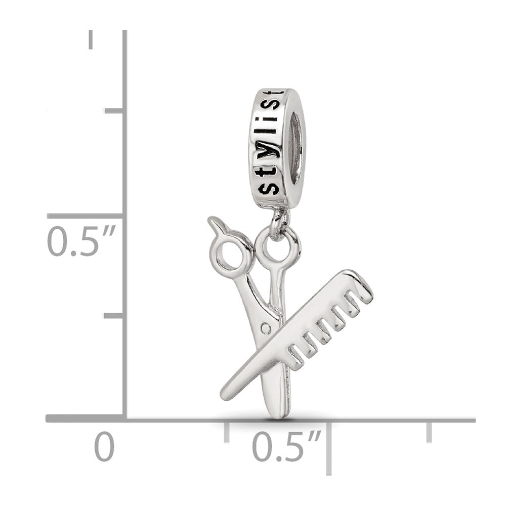 Sterling Silver Reflections Rhod-plated Scissor/Comb Dangle Bead