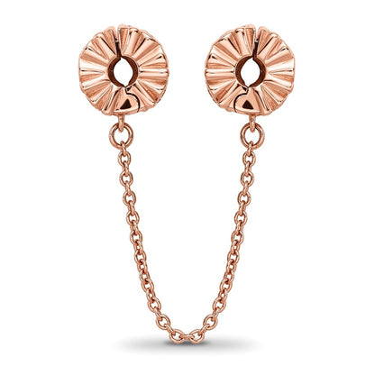 Sterling Silver Reflections Rose Gold-plated CZ Security Chain Heart Beads