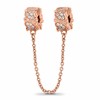 Sterling Silver Reflections Rose Gold-plated CZ Security Chain Heart Beads