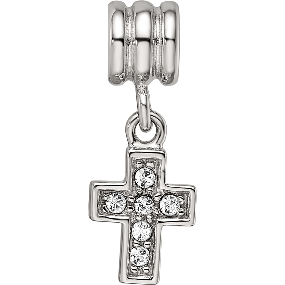 Sterling Silver Reflections Rhod-plated Crystals Cross Bead