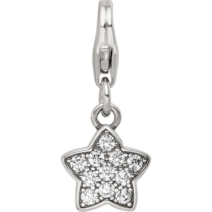 Sterling Silver Reflections Rhodium-plated CZ Star Click-On Bead