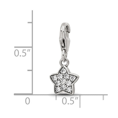Sterling Silver Reflections Rhodium-plated CZ Star Click-On Bead