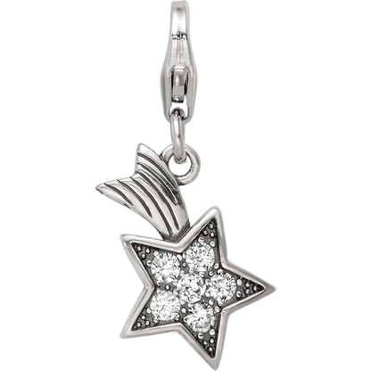 Sterling Silver Reflections Rhodium-plated CZ Shooting Star Click-On Bead
