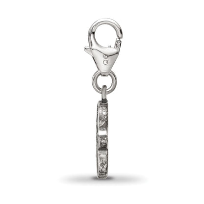 SS Reflections Rhod-plated CZ & Blue Spinel Hamsa/Chamseh Click-On Bead
