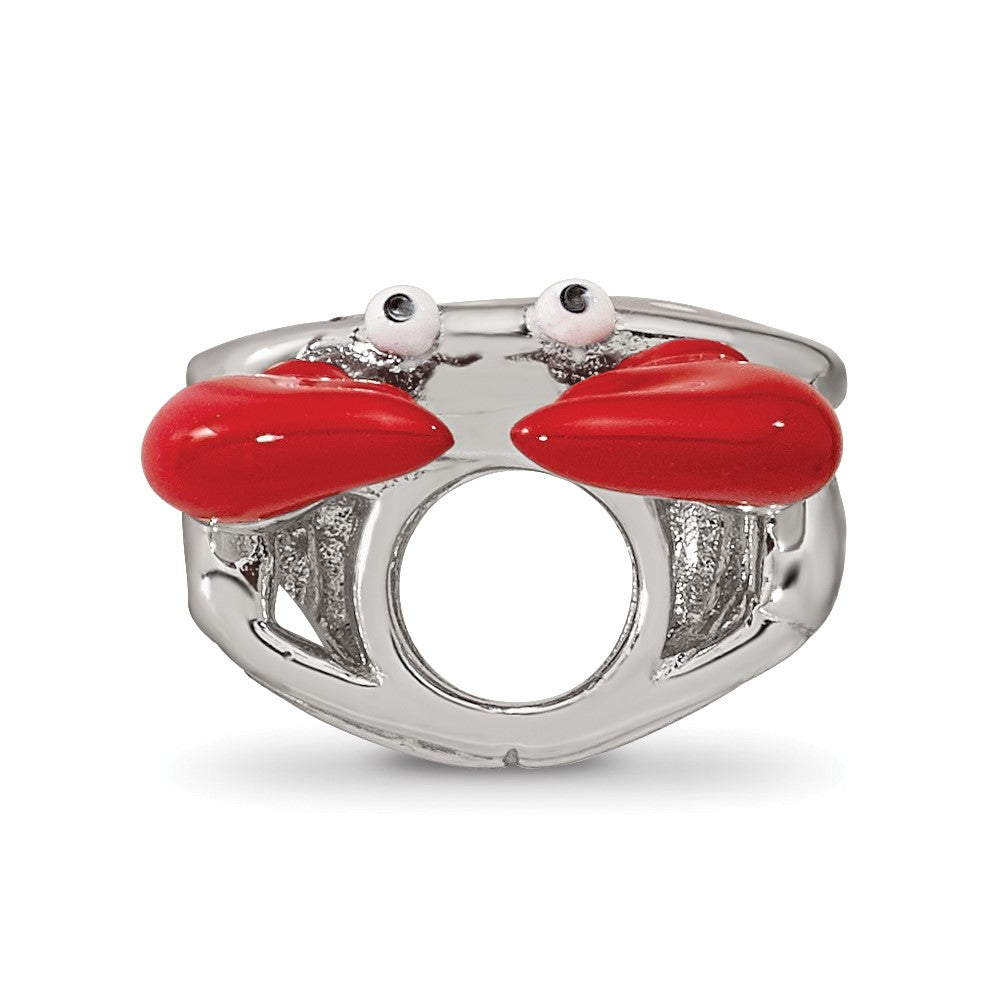 Sterling Silver Reflections Rhodium-plated Enamel Crab Bead