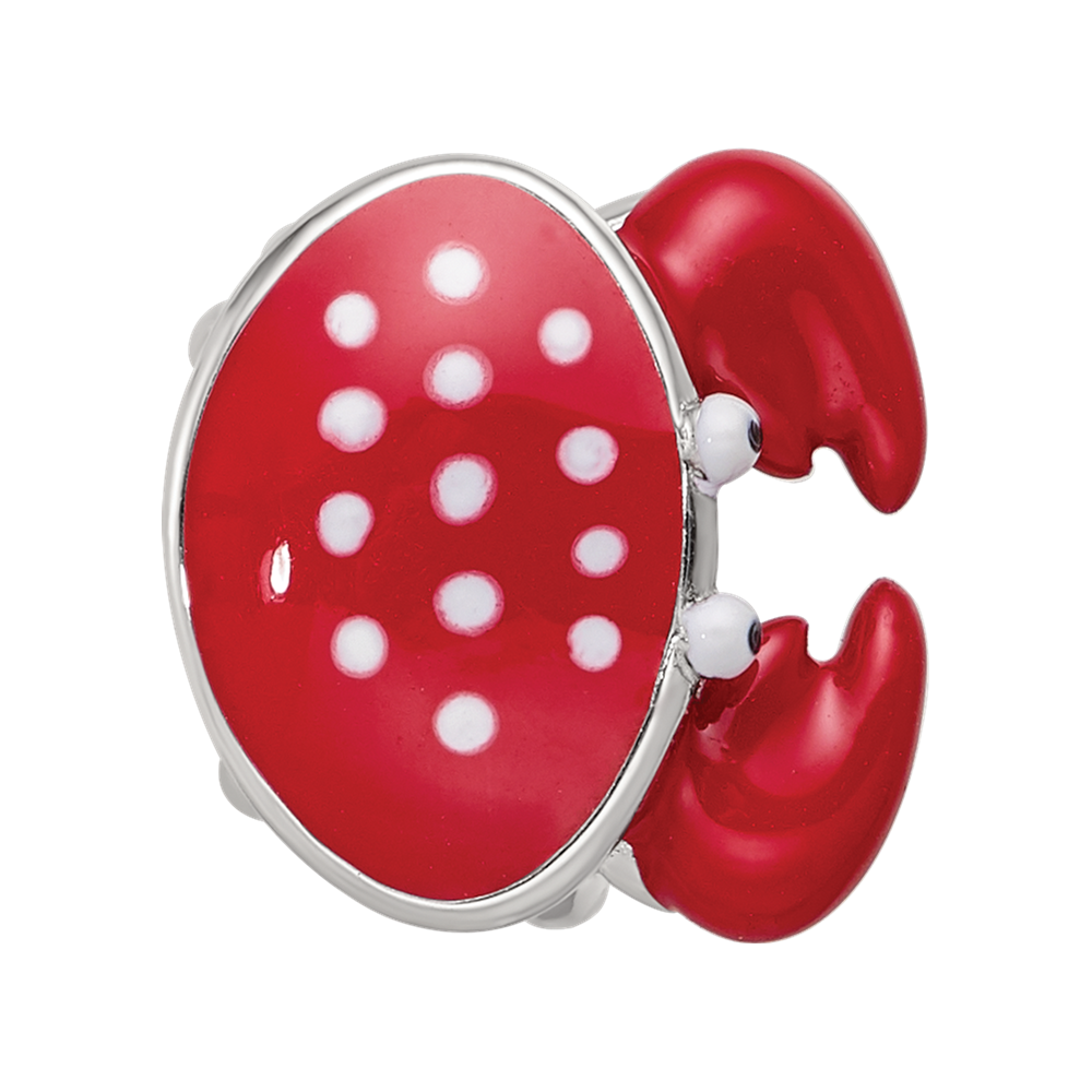 Sterling Silver Reflections Rhodium-plated Enamel Crab Bead