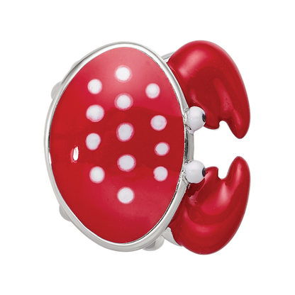 Sterling Silver Reflections Rhodium-plated Enamel Crab Bead