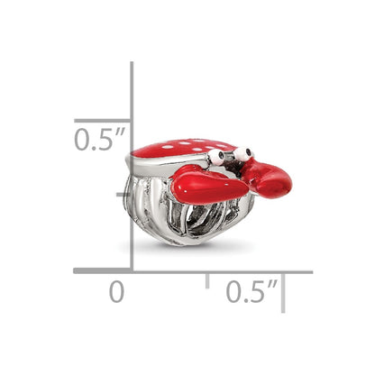 Sterling Silver Reflections Rhodium-plated Enamel Crab Bead