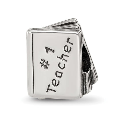 Sterling Silver Reflections Antiqued Number One Teacher Text Book Bead
