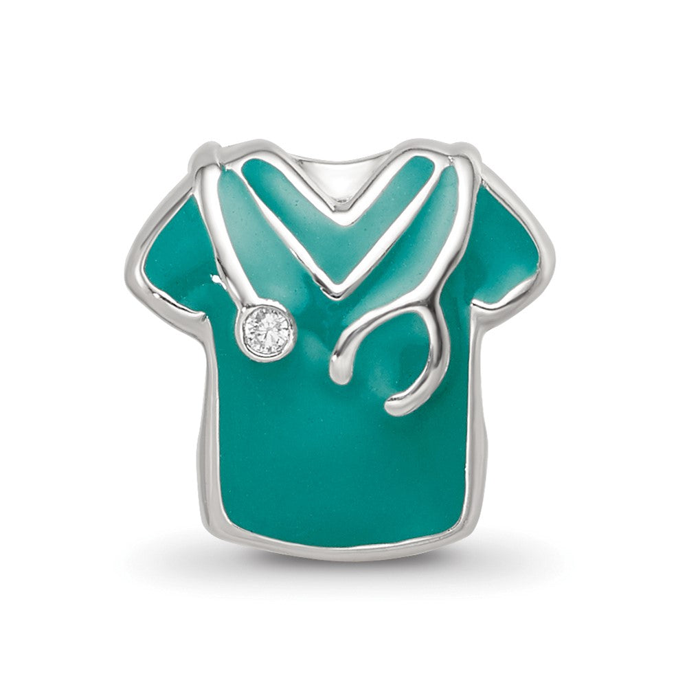 Sterling Silver Reflections Crystals Enamel Nurse Scrubs Bead