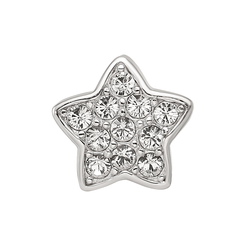 Sterling Silver Reflections Rhod-plated Crystals Star Bead