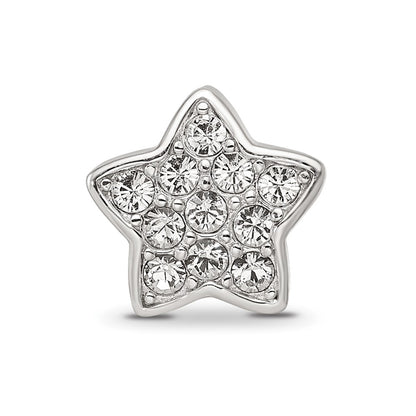 Sterling Silver Reflections Rhod-plated Crystals Star Bead