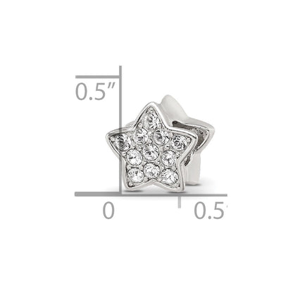 Sterling Silver Reflections Rhod-plated Crystals Star Bead