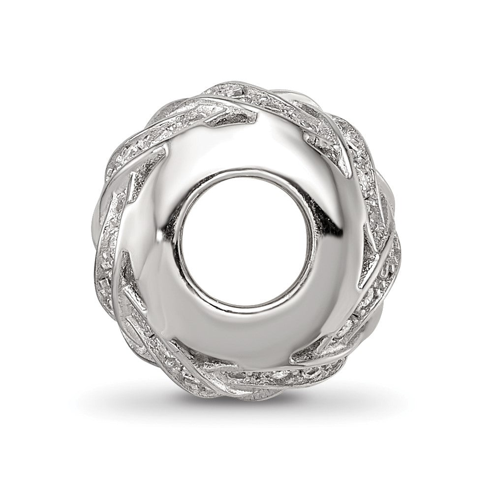 Sterling Silver Reflections Rhod-plated CZ Cut-Out Weaved Bead