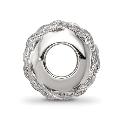 Sterling Silver Reflections Rhod-plated CZ Cut-Out Weaved Bead