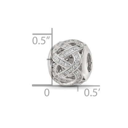 Sterling Silver Reflections Rhod-plated CZ Cut-Out Weaved Bead