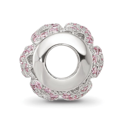Sterling Silver Reflections Rhod-plated CZ Awareness Ribbon Bead