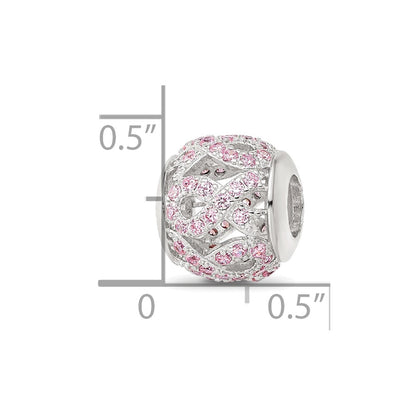Sterling Silver Reflections Rhod-plated CZ Awareness Ribbon Bead