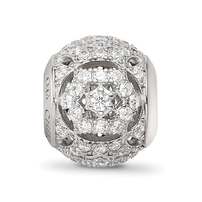 Sterling Silver Reflections Rhod-plated CZ Bead