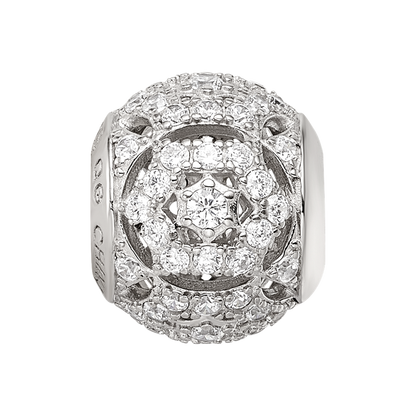 Sterling Silver Reflections Rhod-plated CZ Bead