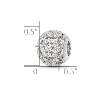 Sterling Silver Reflections Rhod-plated CZ Bead