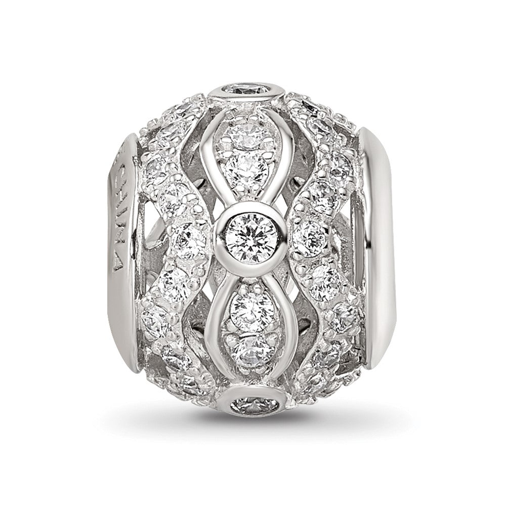 Sterling Silver Reflections Rhodium-plated CZ Bead