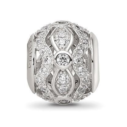 Sterling Silver Reflections Rhodium-plated CZ Bead