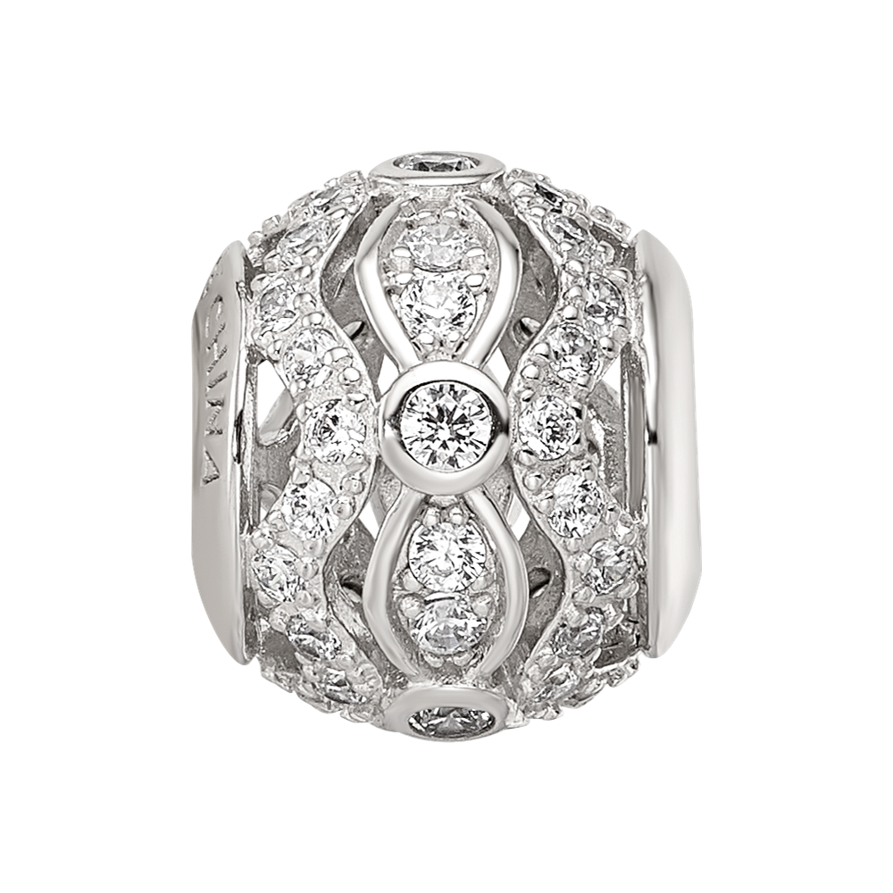 Sterling Silver Reflections Rhodium-plated CZ Bead
