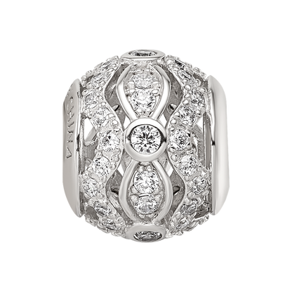 Sterling Silver Reflections Rhodium-plated CZ Bead