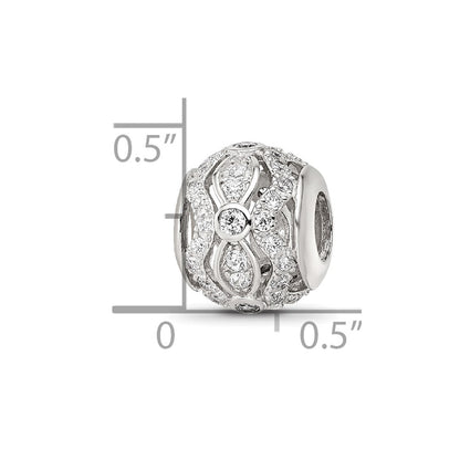 Sterling Silver Reflections Rhodium-plated CZ Bead